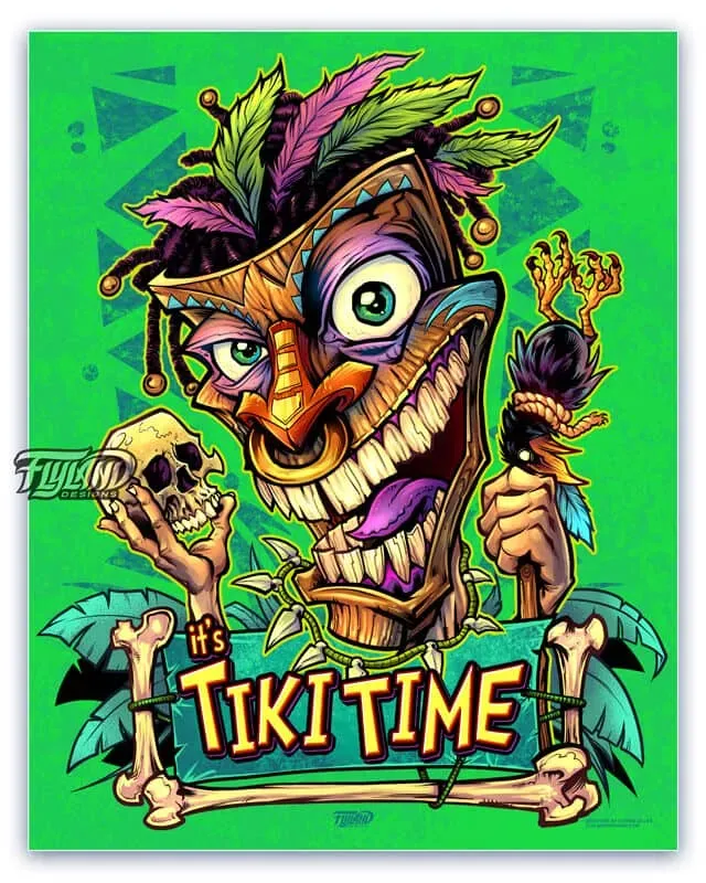 FlylLand Designs Tiki Time konsttryck signerad