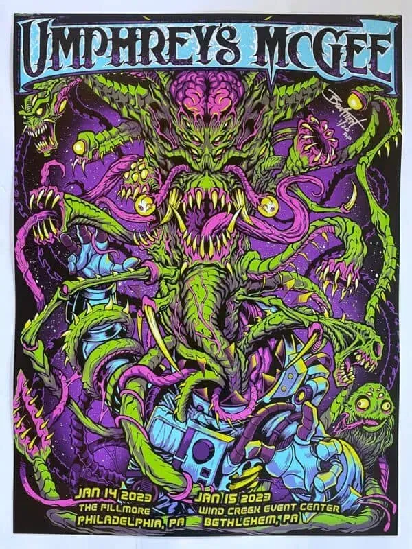 FlylLand Designs Umphrey’s McGee Philadelphia 2023 poster screentryck