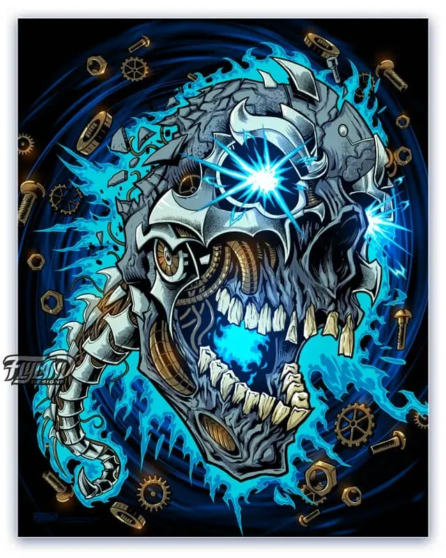 FlylLand Designs Metal Skull artprint 28x36 – dödskalle