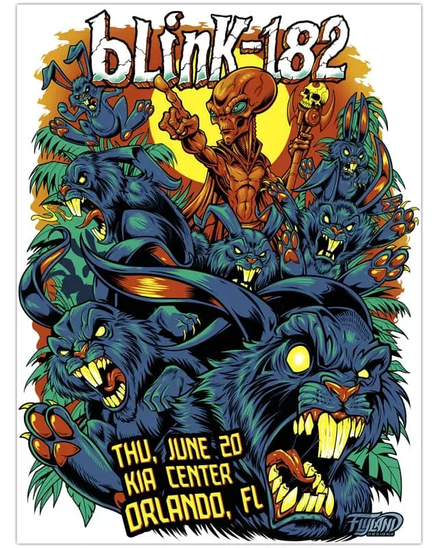FlylLand Designs Blink 182 Orlando 2024 poster signerad