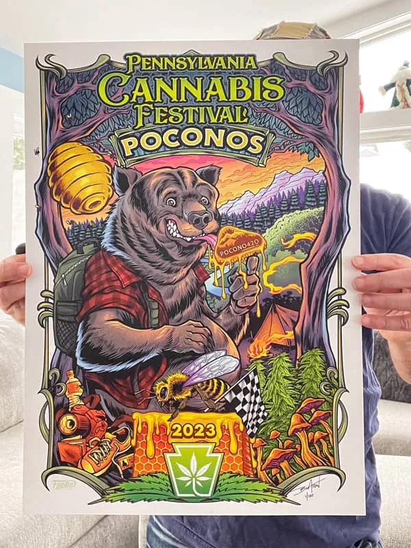 FlylLand Designs PA Cannafest 2023 poster 14x20 signerad