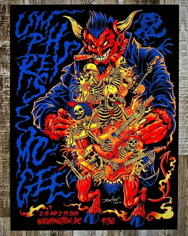 FlylLand Designs Umphrey’s McGee 2024 poster foiltryck 18×24 tum