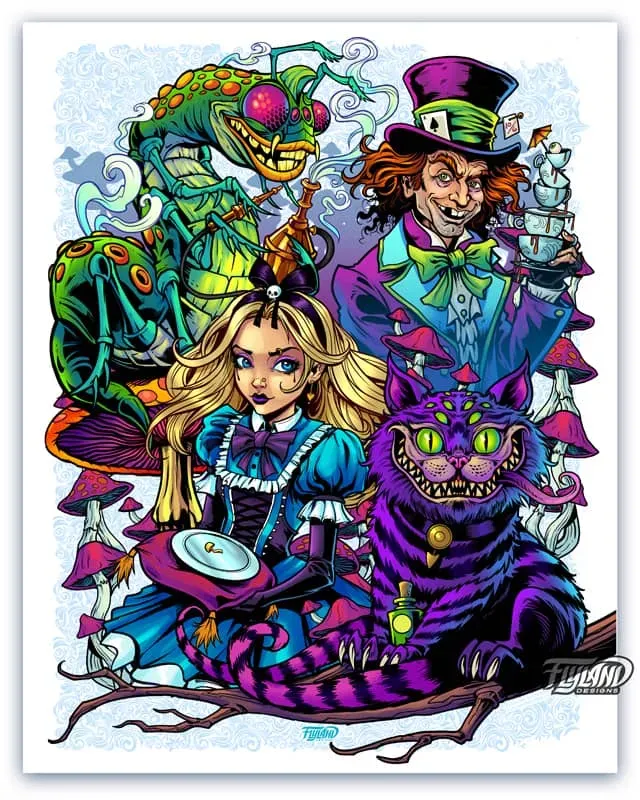 FlylLand Designs Alice in Wonderland Tribute konsttryck 28x43 cm